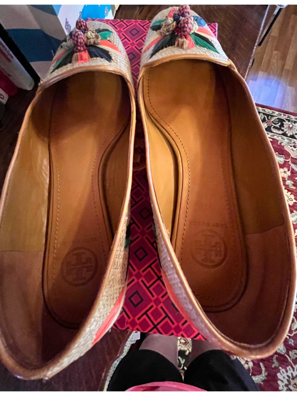 Tory Burch Raffia and Leather Geraldine Flats - Size 8.5 - Picture 7 of 9